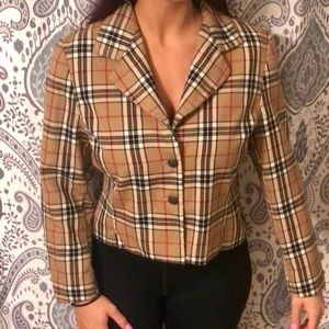 Plaid Stylish Crop Blazer